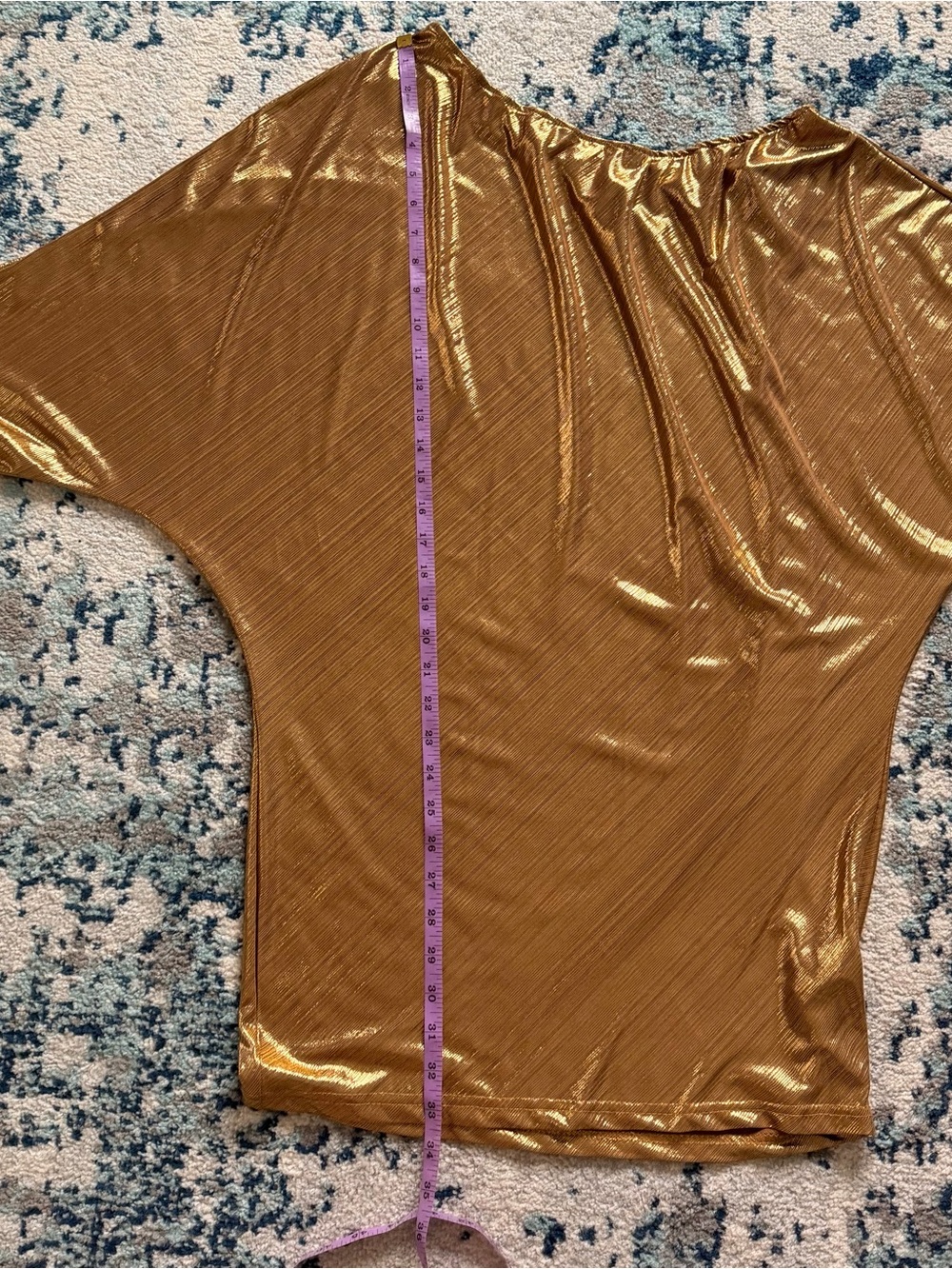 SHEIN Metallic Gold Off-Shoulder Mini Dress - Picture 7 of 9